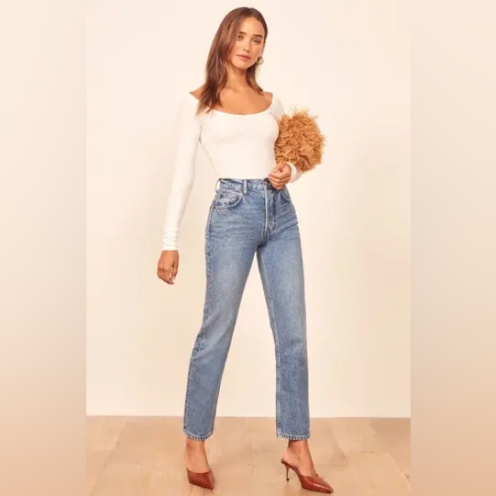 Reformation Cynthia 24 High Rise Straight Jeans Colorado Wash